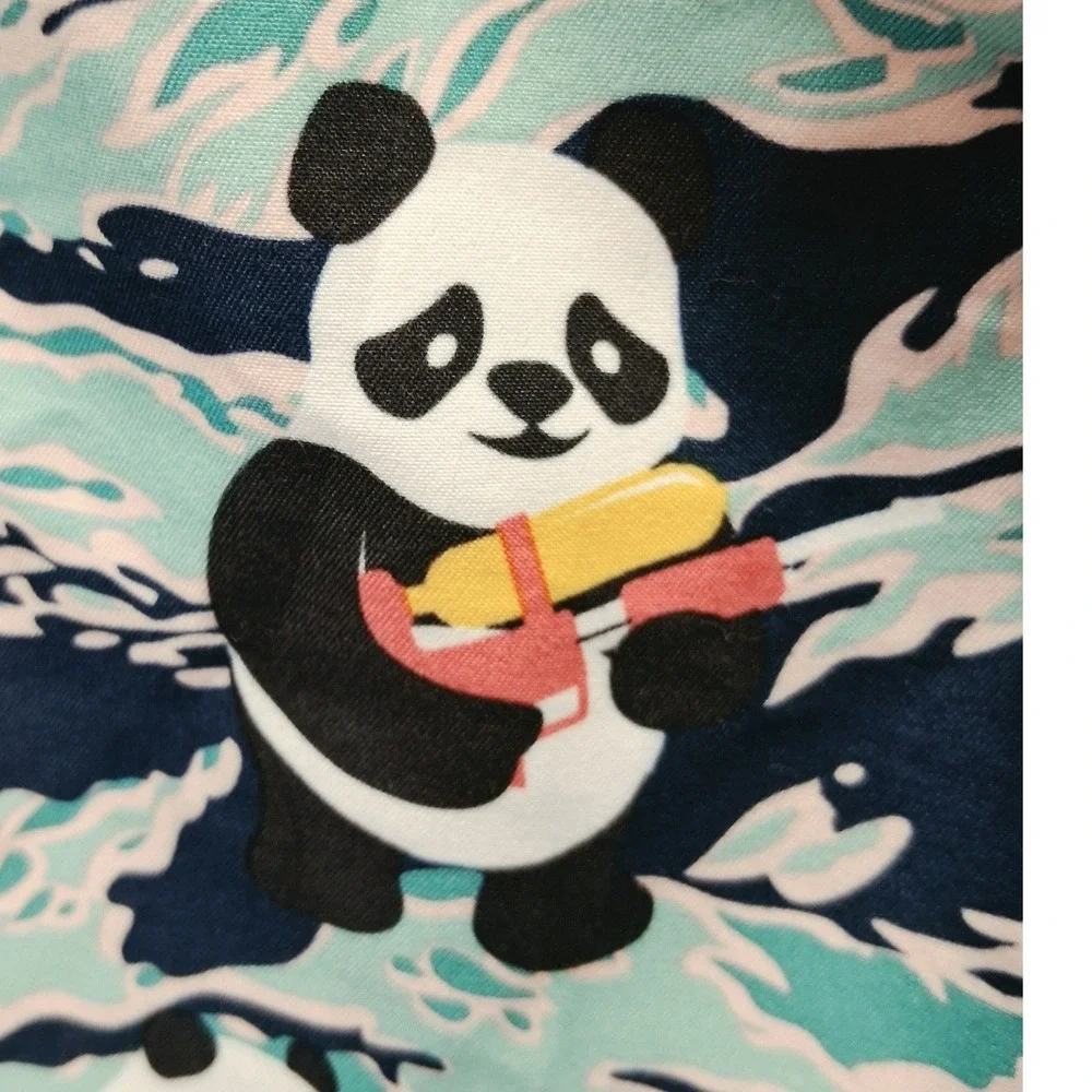No Boundaries Mens Panda Water Gun Swim Trunks Blue Mint Green Large 36-38 6in